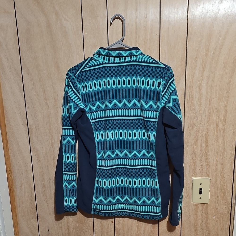 Kari Traa Nordic Print Full Zip Jacket Women’s Large Blue Teal Athletic Fleece - Picture 2 of 13